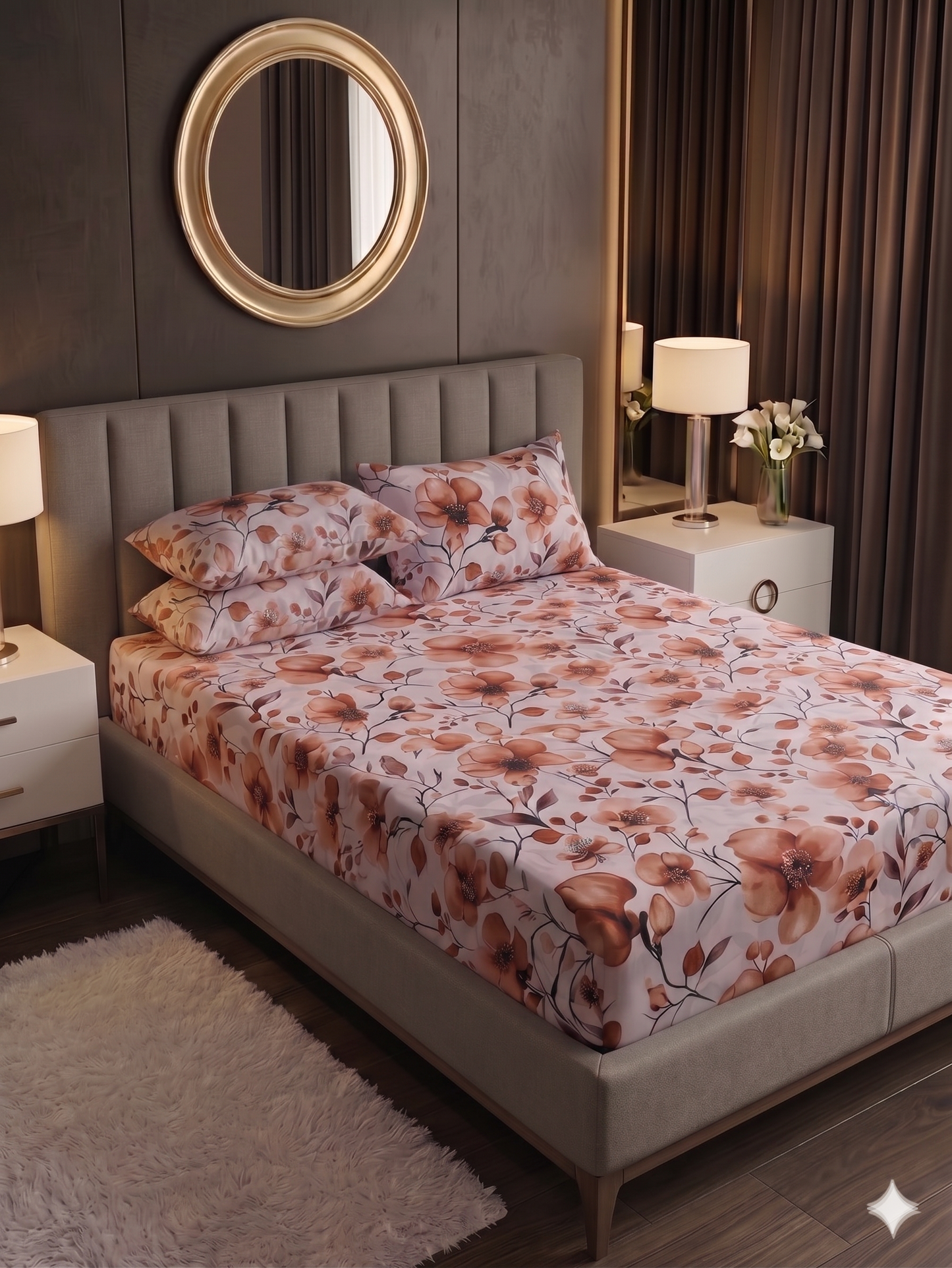 Rustic Elegance - Fitted Print Bedsheet