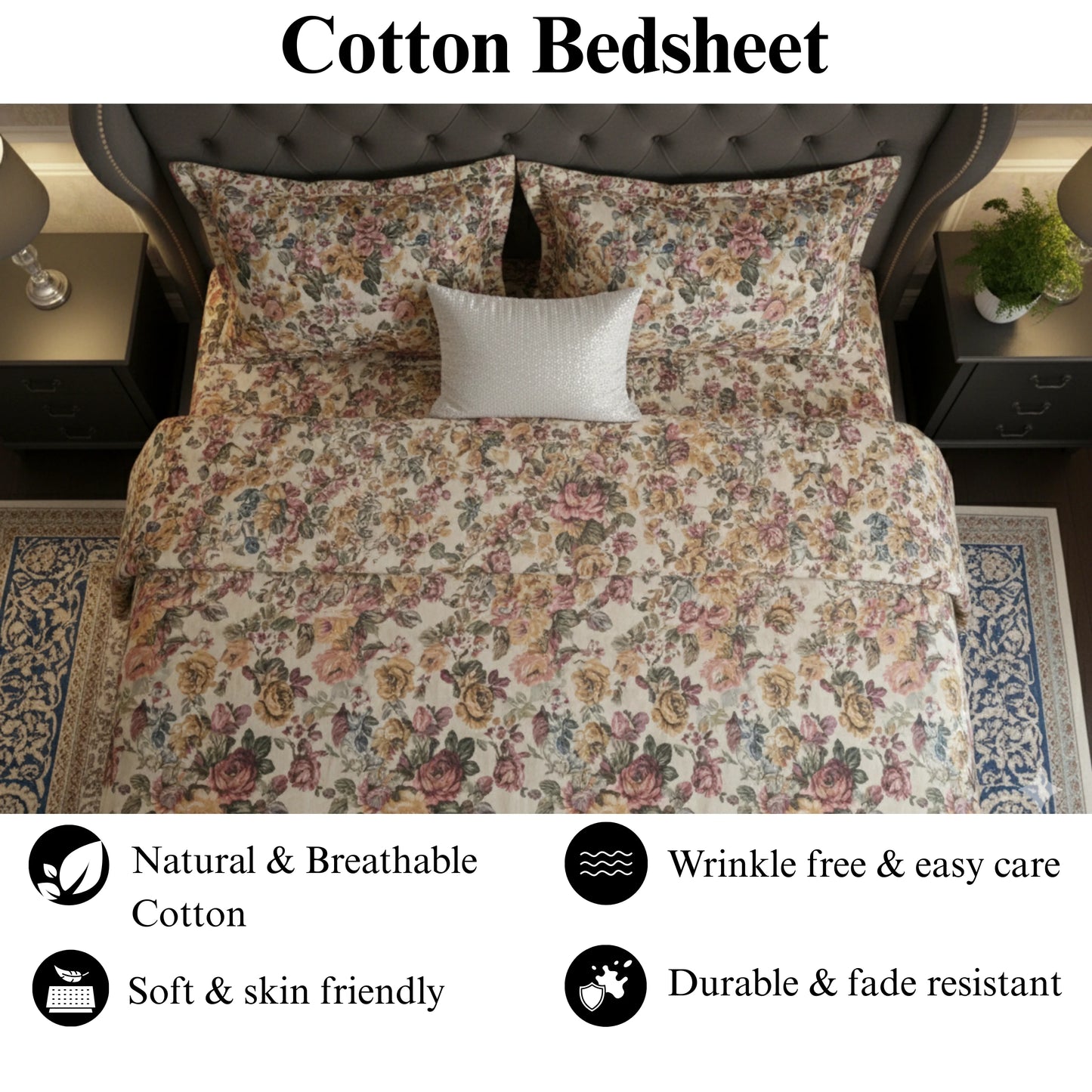 Rosewood Manor - Flat Print Bedsheet