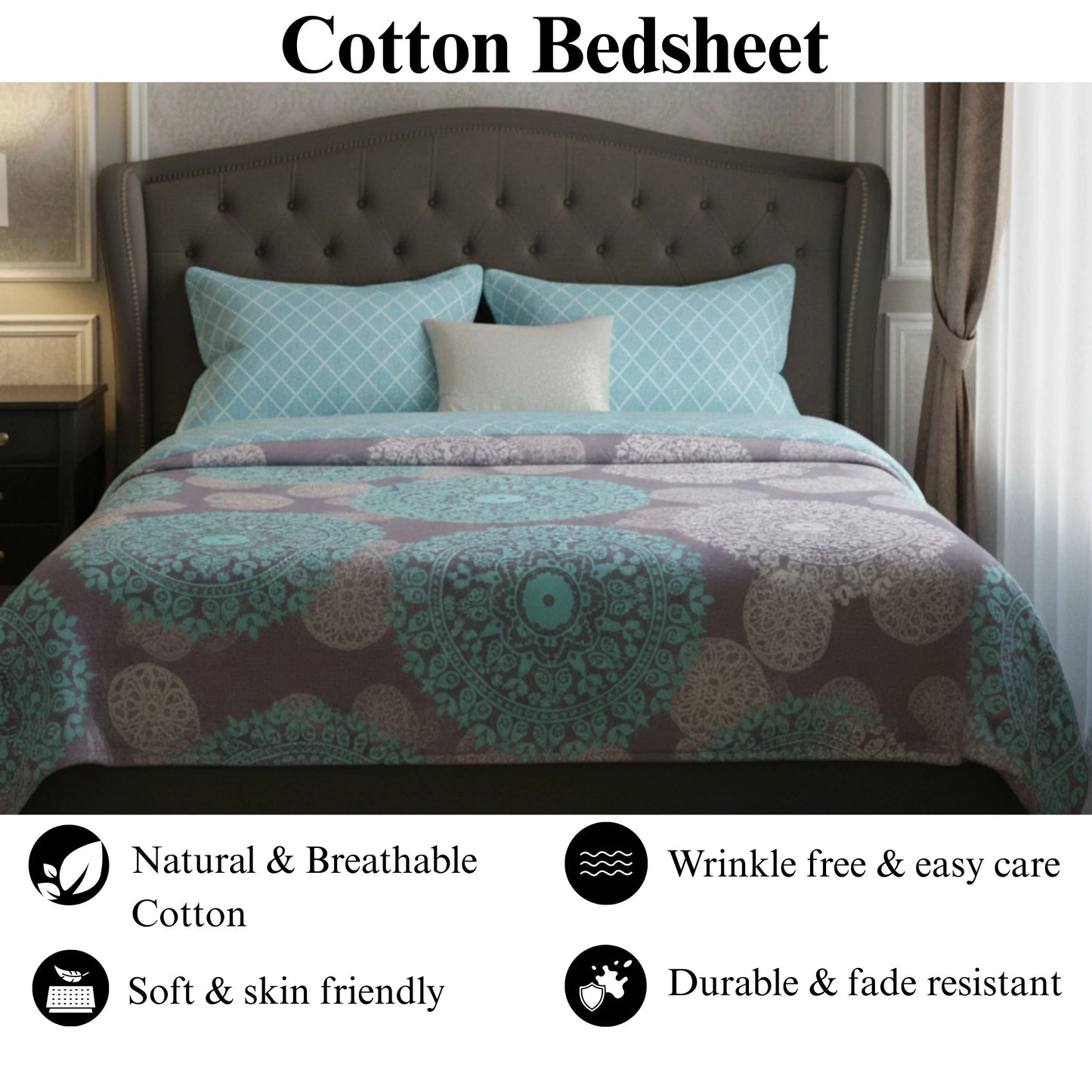 Ethereal Blooms - Flat Print Bedsheet