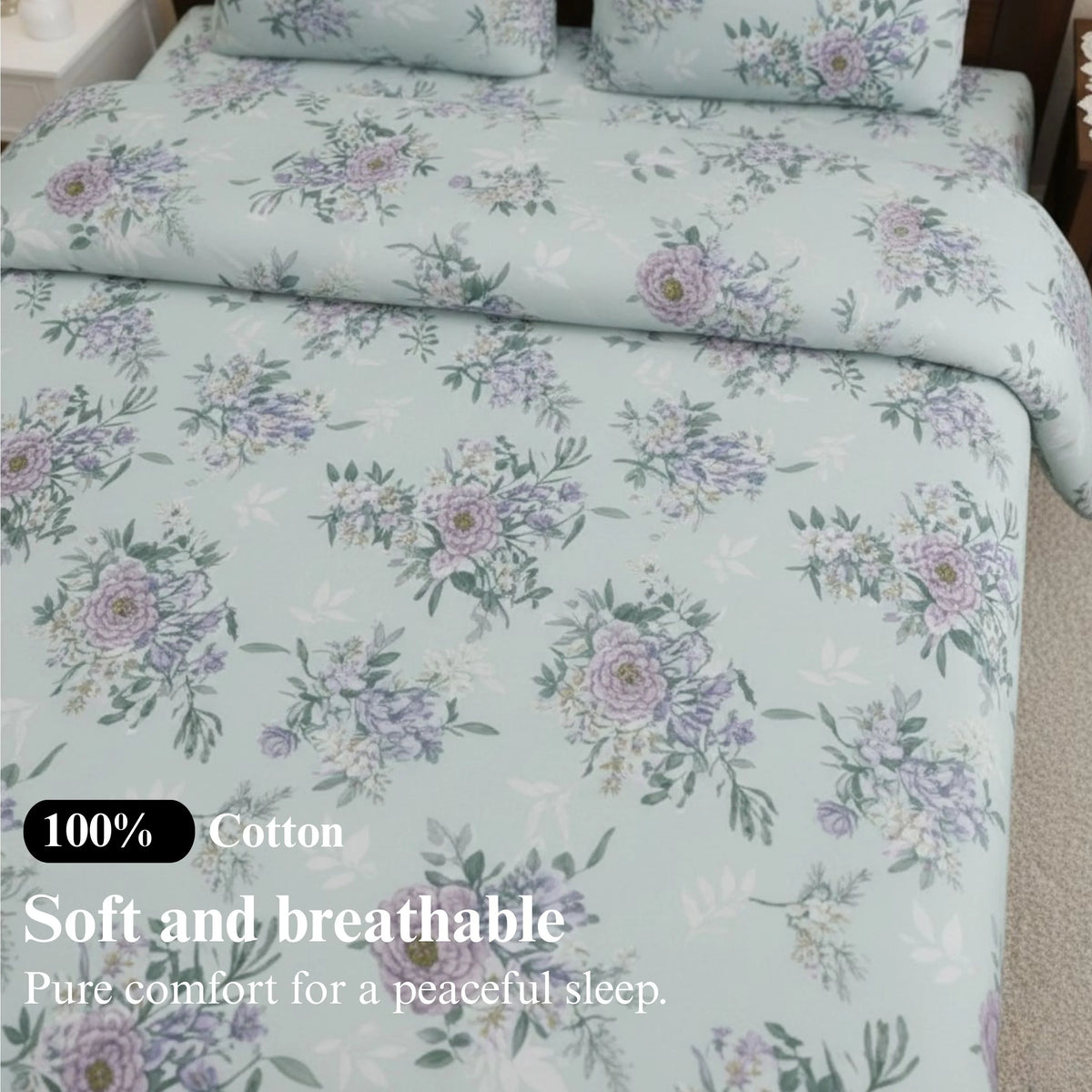 Floral Grace - Flat Print Bedsheet