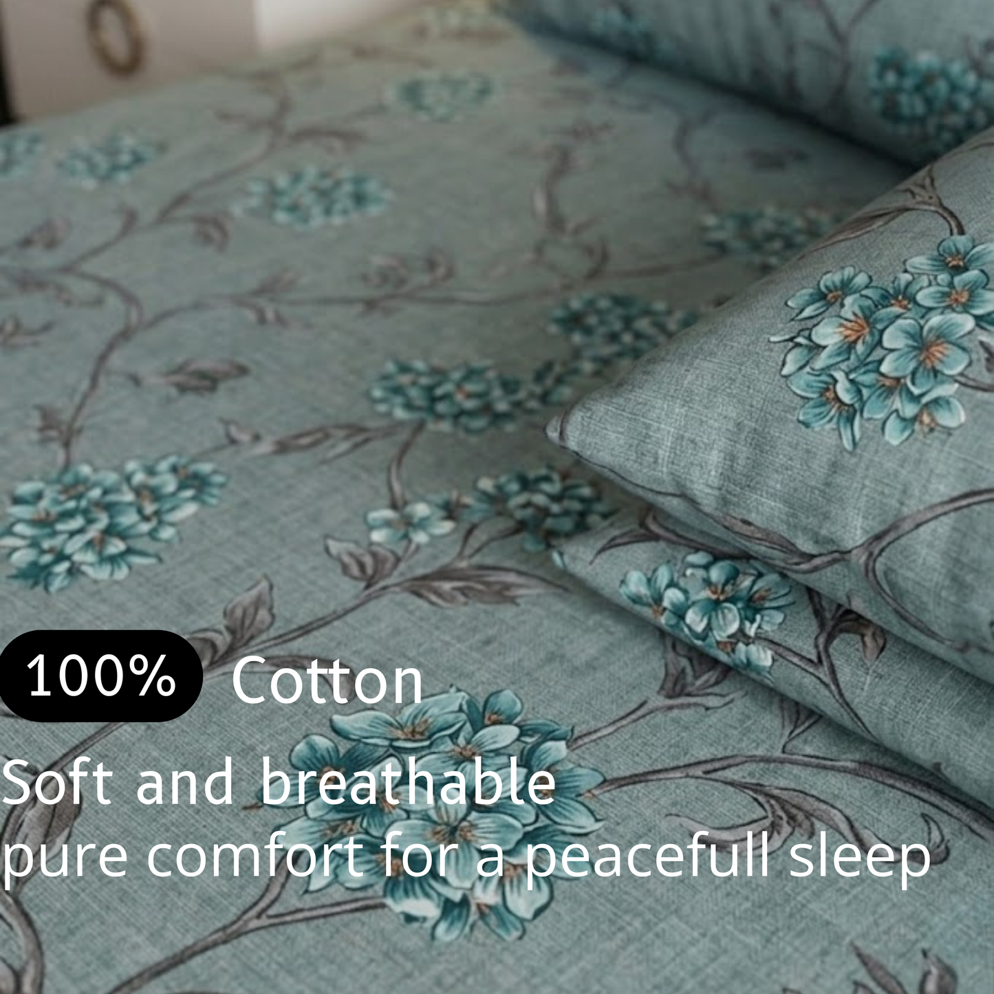 Aqua Vine - Fitted Print Bedsheet