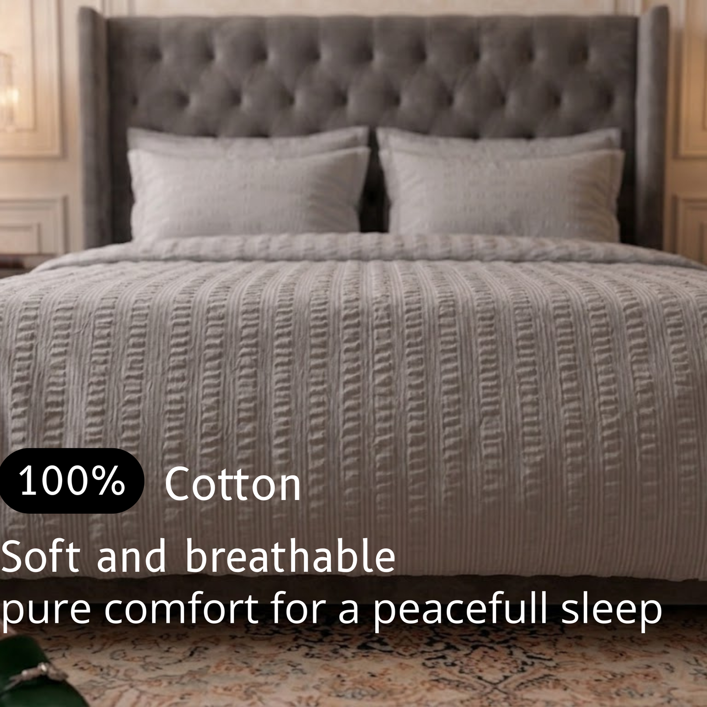 Cloud Grey - Cotton Duvet Set - 6pcs