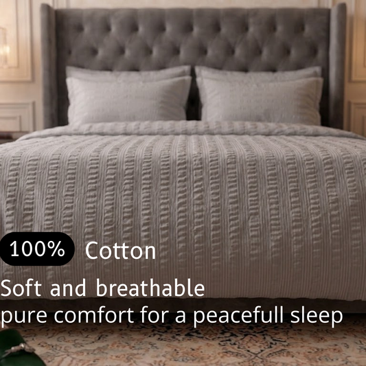 Cloud Grey - Cotton Duvet Set - 6pcs