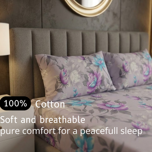 Lavender Bloom - Fitted Print Bedsheet