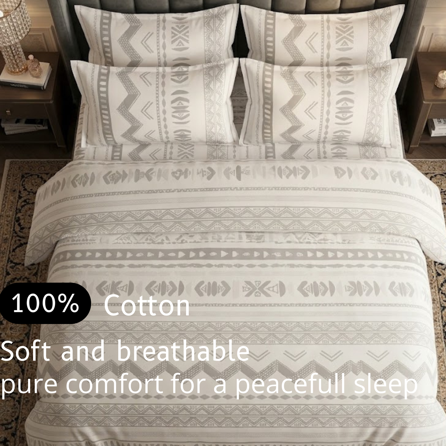 Nordic Zig Zag  - Flat Print Bedsheet