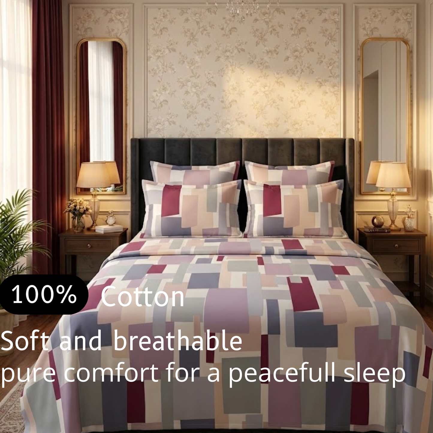Velvet Geometry- Flat Print Bedsheet
