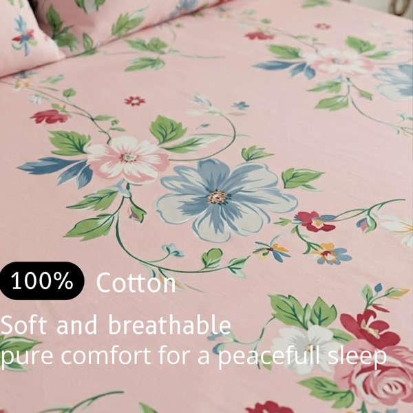 Pastel Petals - Fitted Print Bedsheet
