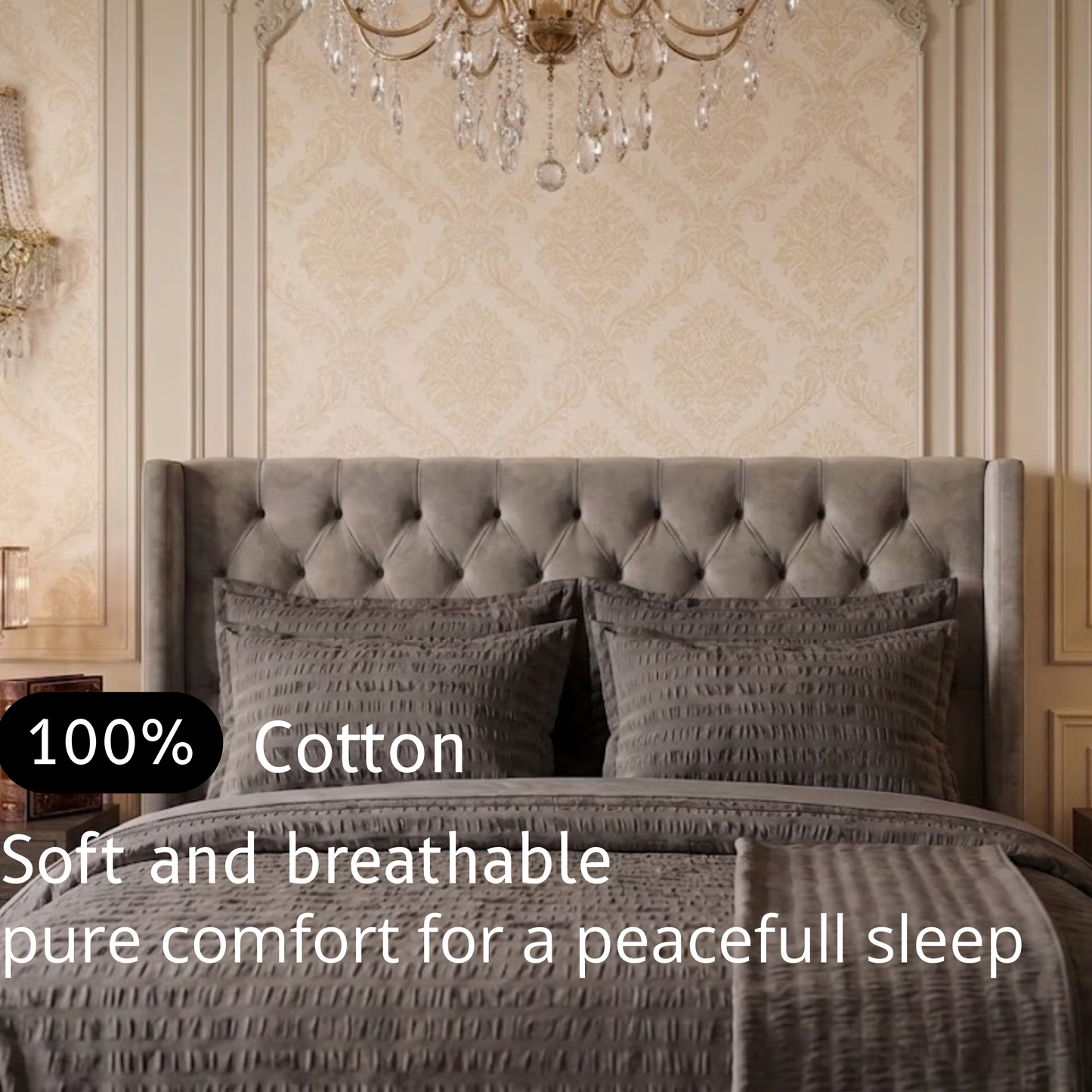 Charcoal Luxe - Cotton Duvet Set - 6pcs