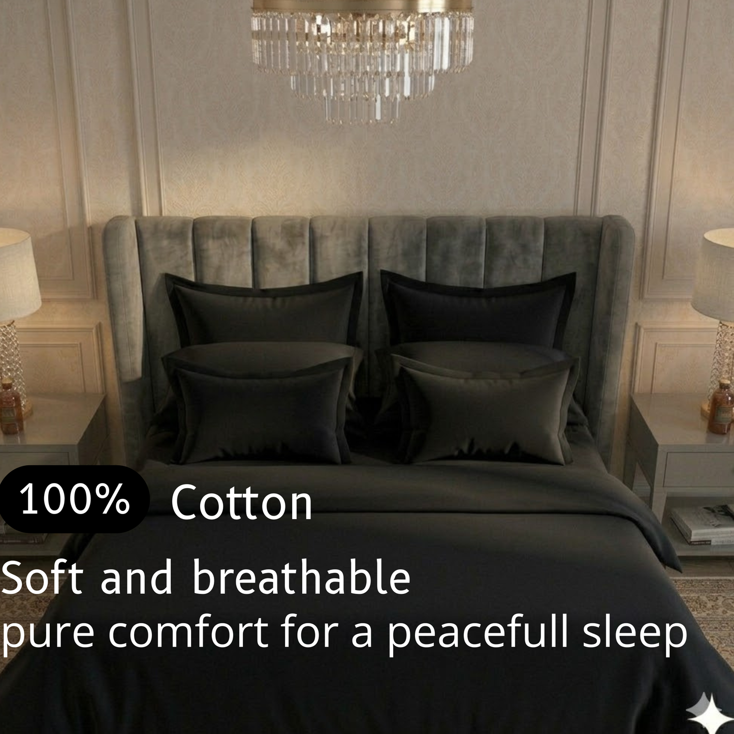Obsidian Elegance - Flat Dyed Bedsheet
