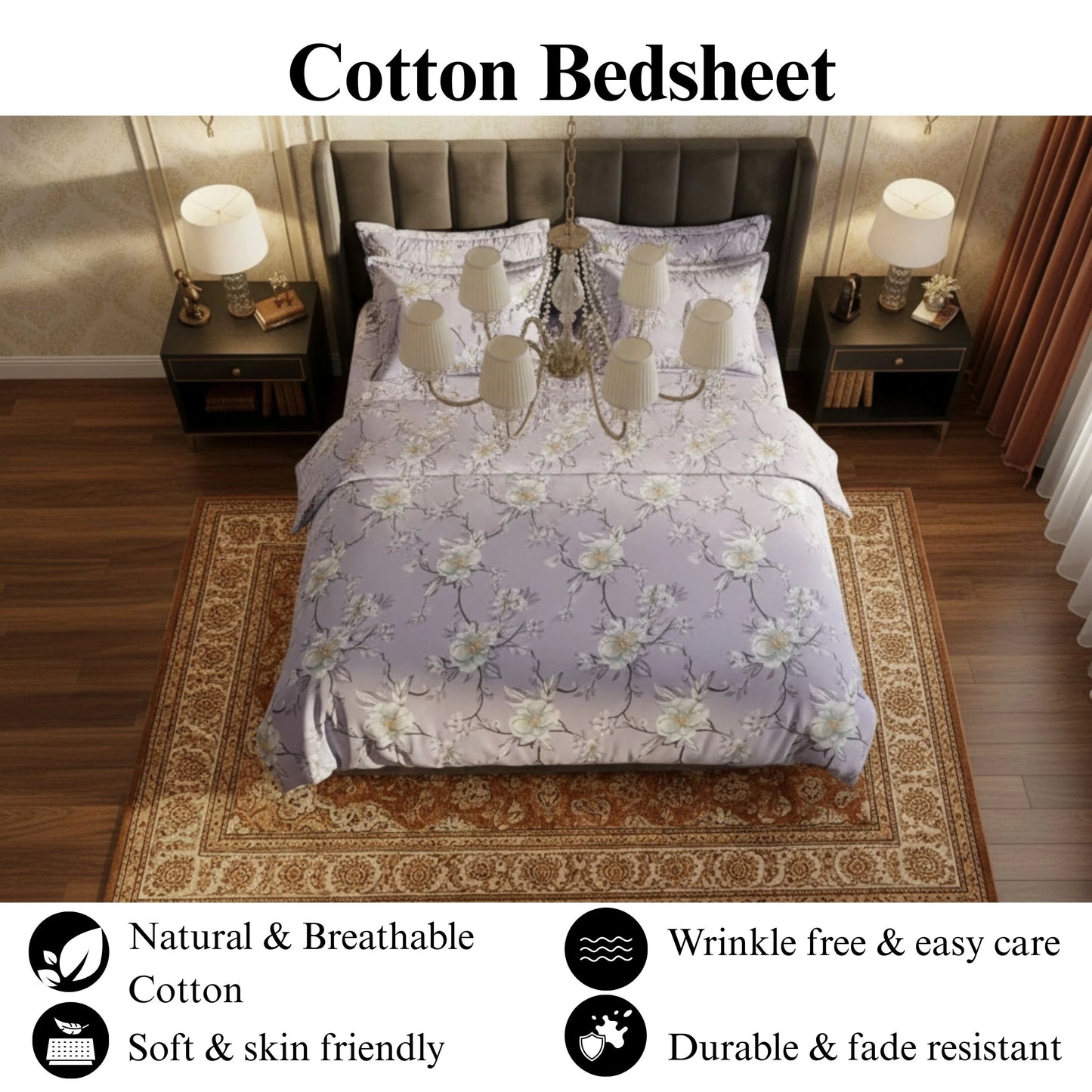 Intricate Blooms - Flat Print Bedsheet