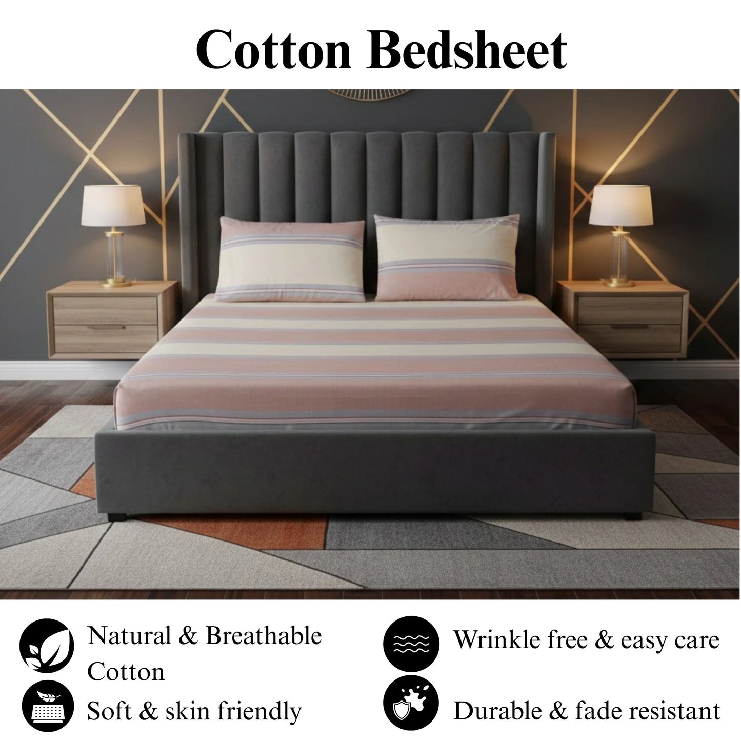 Pastel Stripes - Fitted Solid Bedsheet