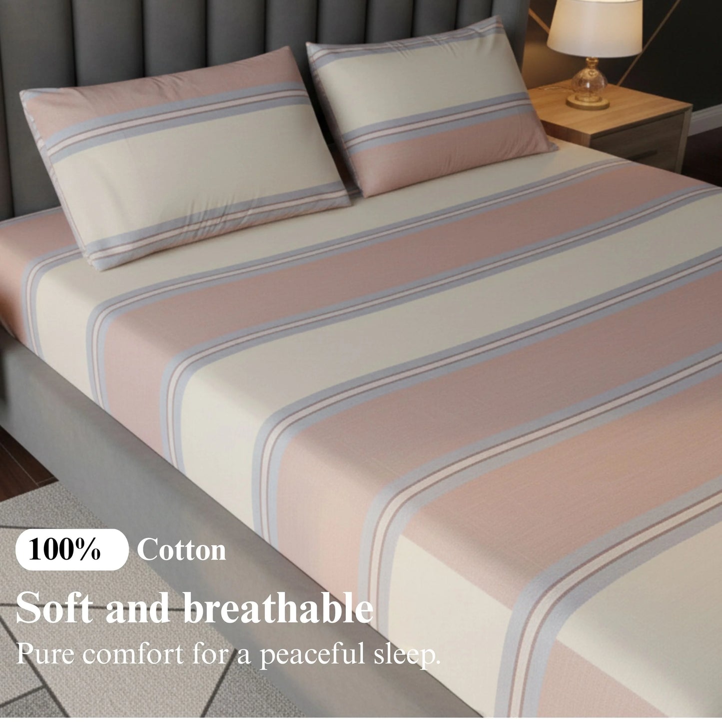 Pastel Stripes - Fitted Solid Bedsheet