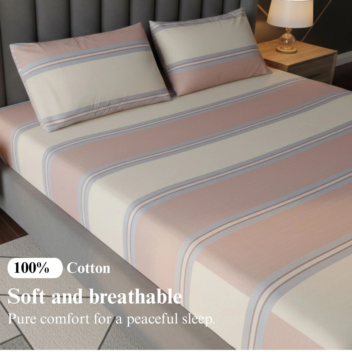 Pastel Stripes - Fitted Solid Bedsheet