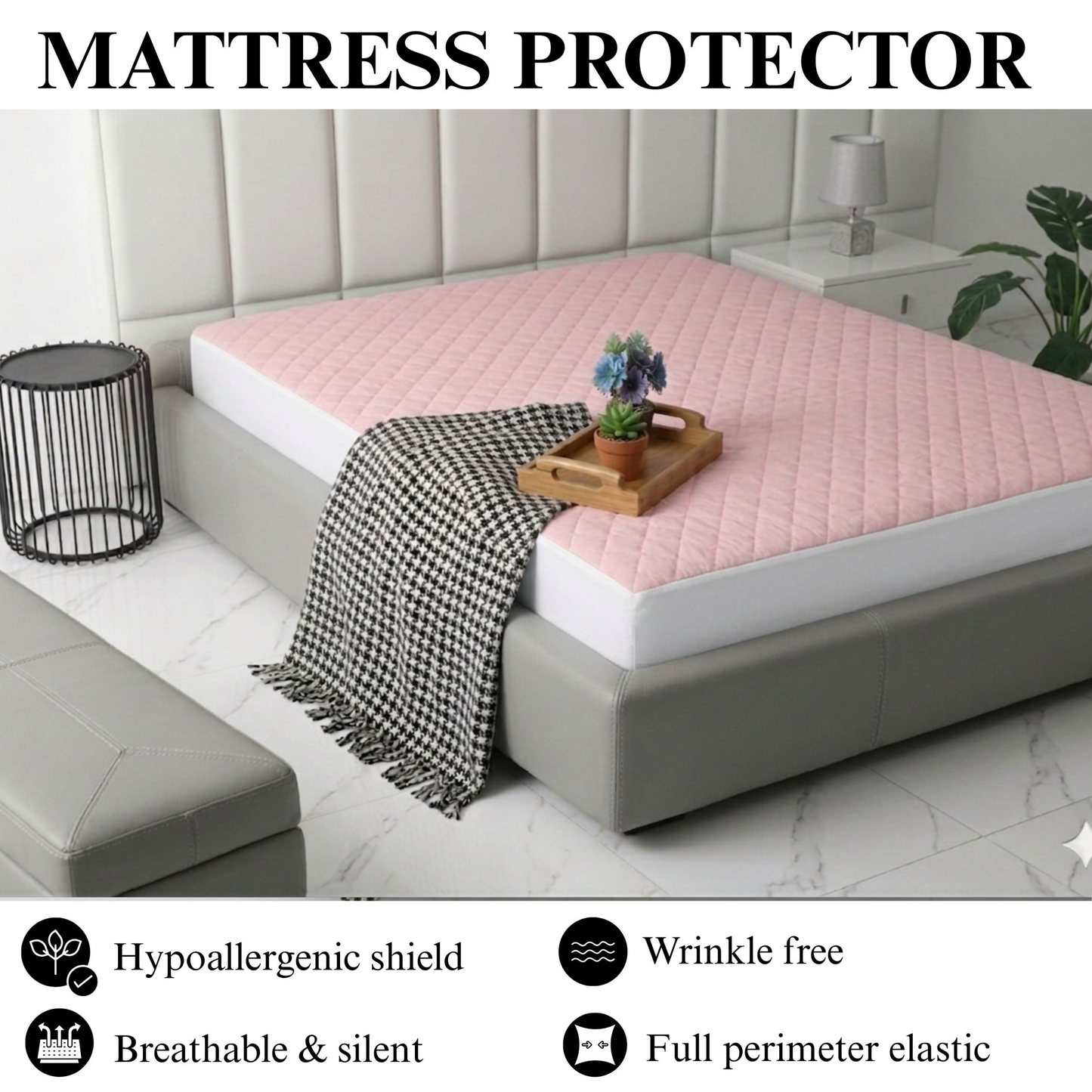 Mattress Protector - Baby pink