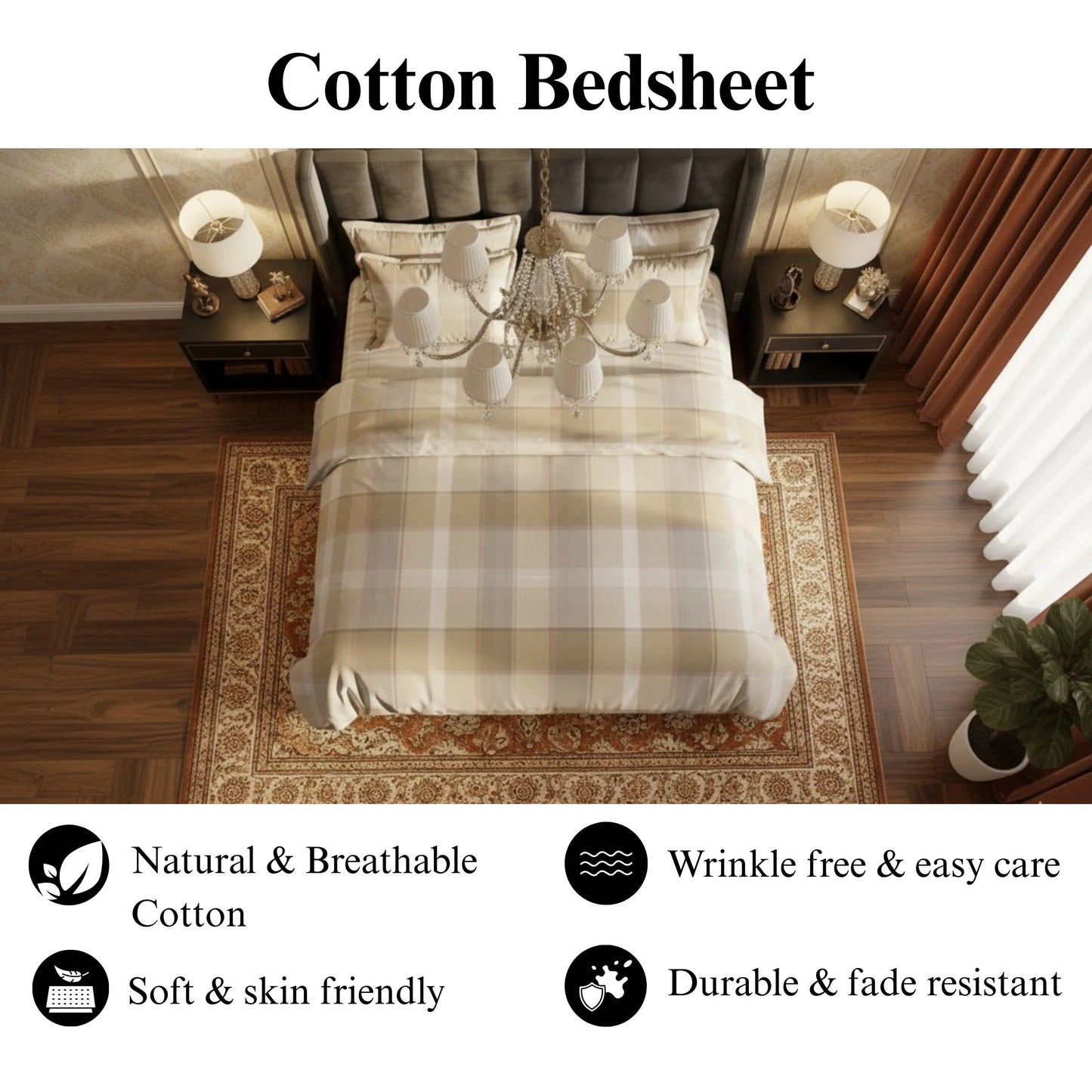 Golden Check - Flat Solid Bedsheet