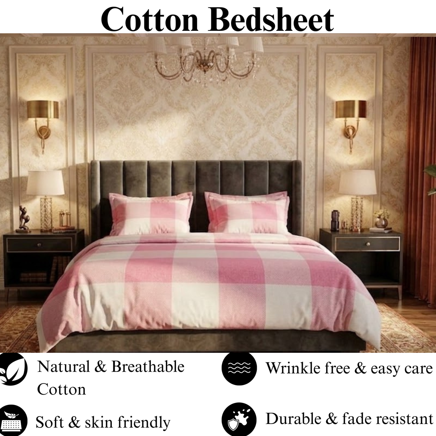 Pink Marshmallow  - Flat Print Bedsheet