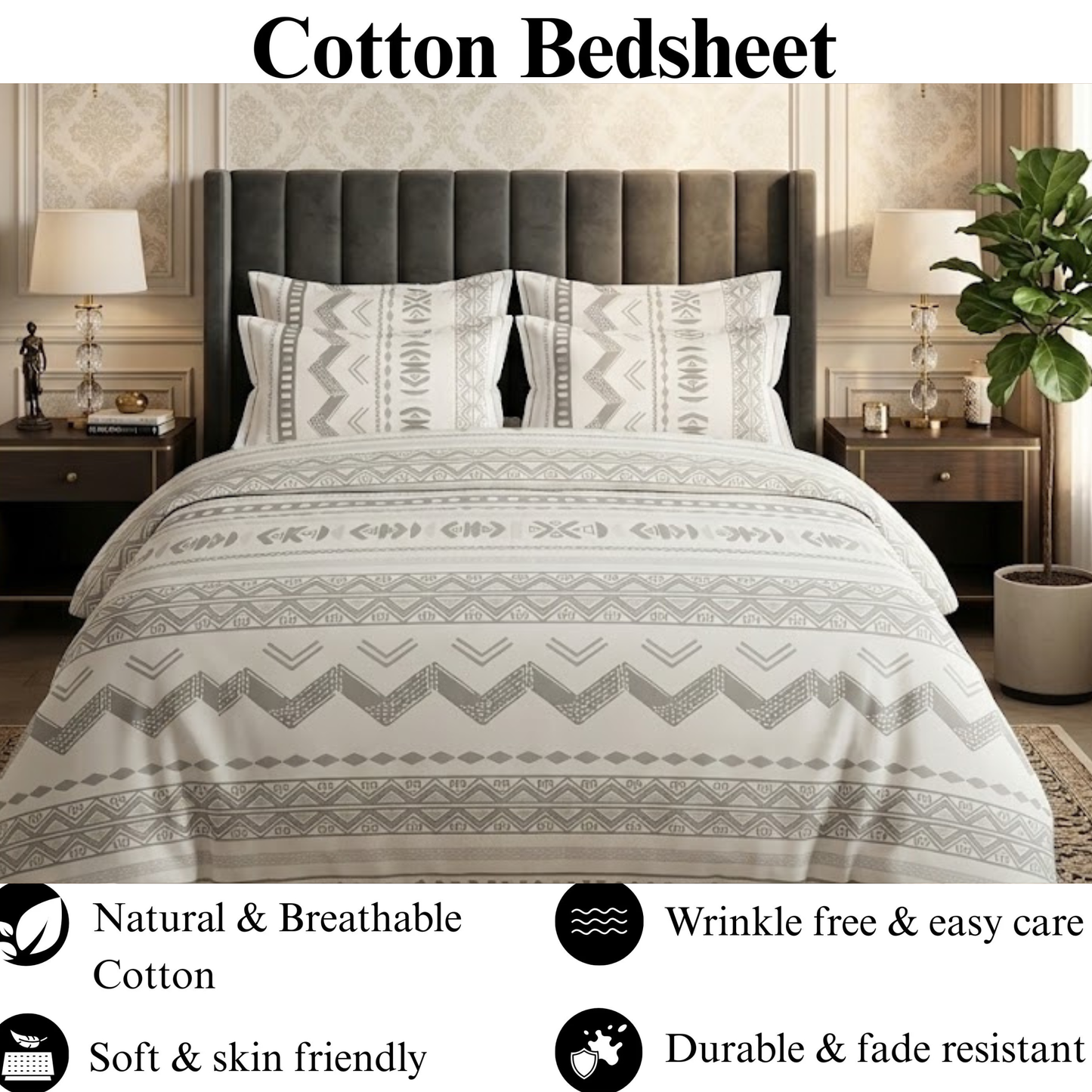 Nordic Zig Zag  - Flat Print Bedsheet