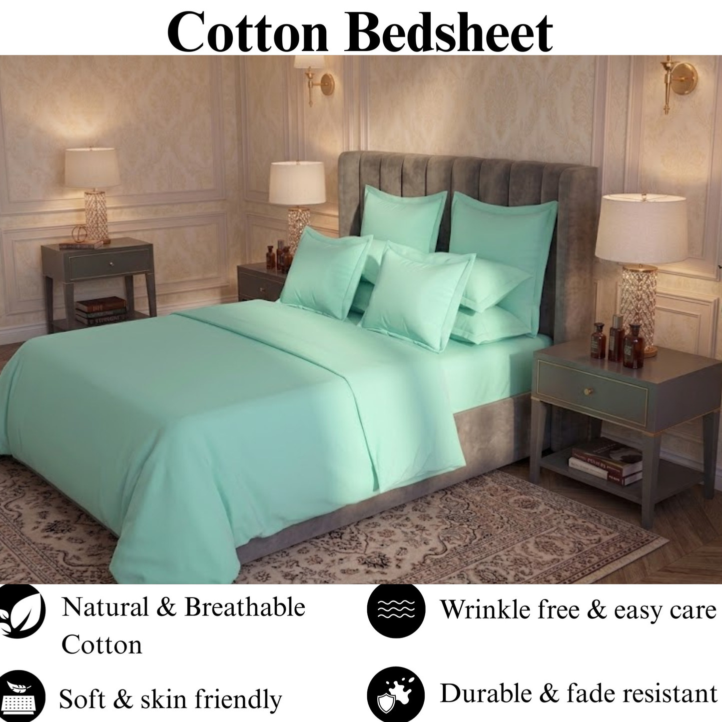 Seafoam Mist  - Flat Dyed Bedsheet