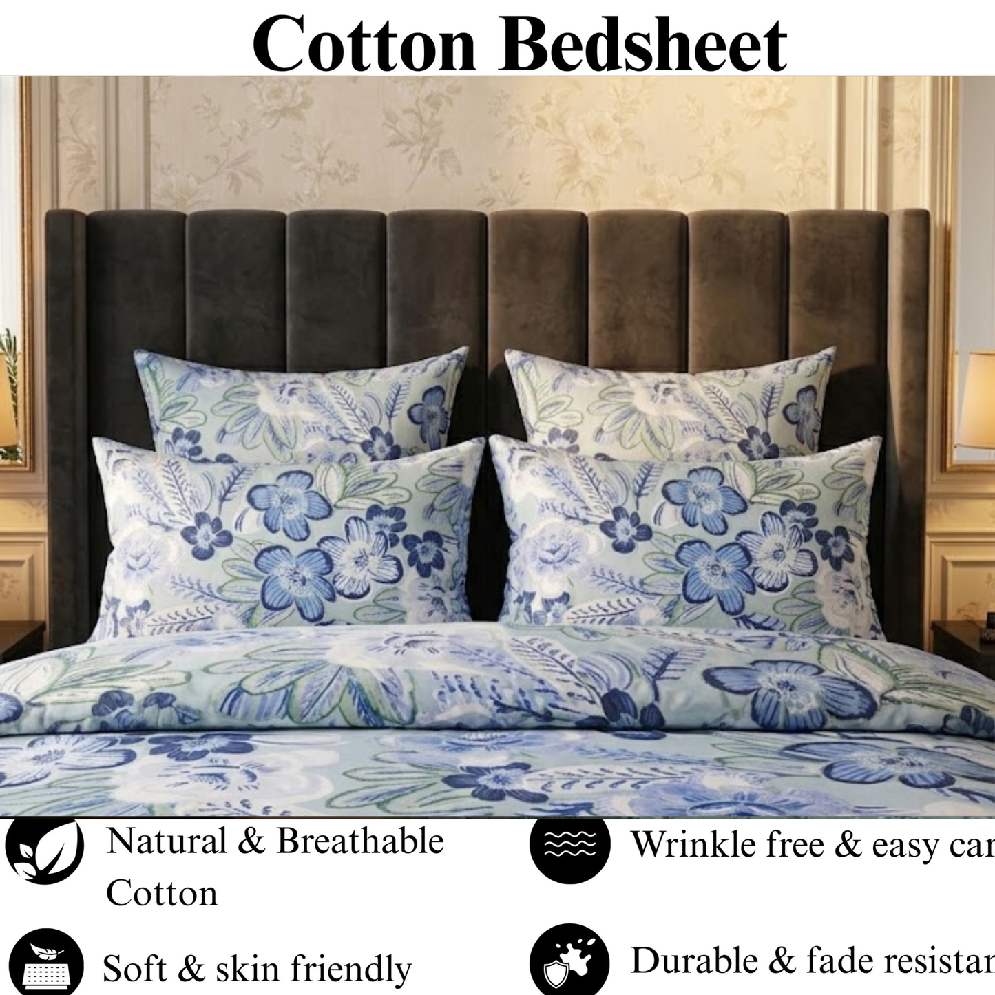 Painted Petals - Flat Print Bedsheet