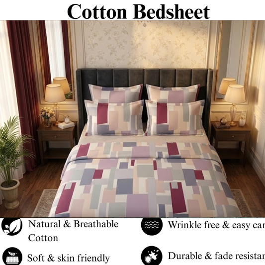 Velvet Geometry- Flat Print Bedsheet