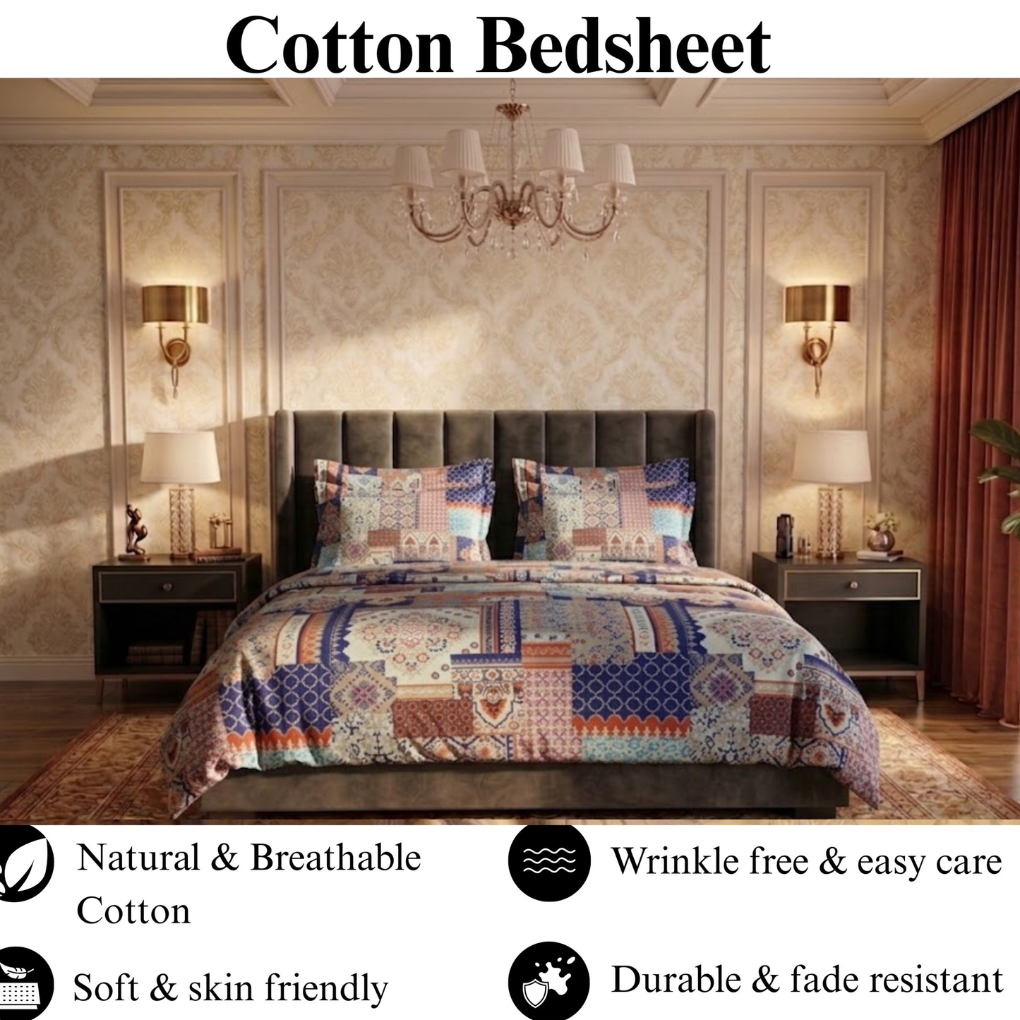 Royal Courtyard  - Flat Print Bedsheet