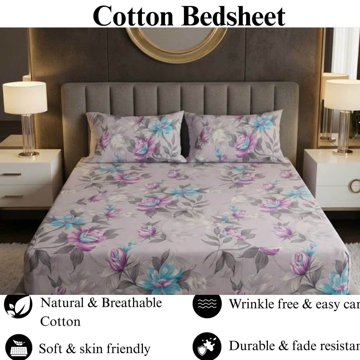 Lavender Bloom - Fitted Print Bedsheet