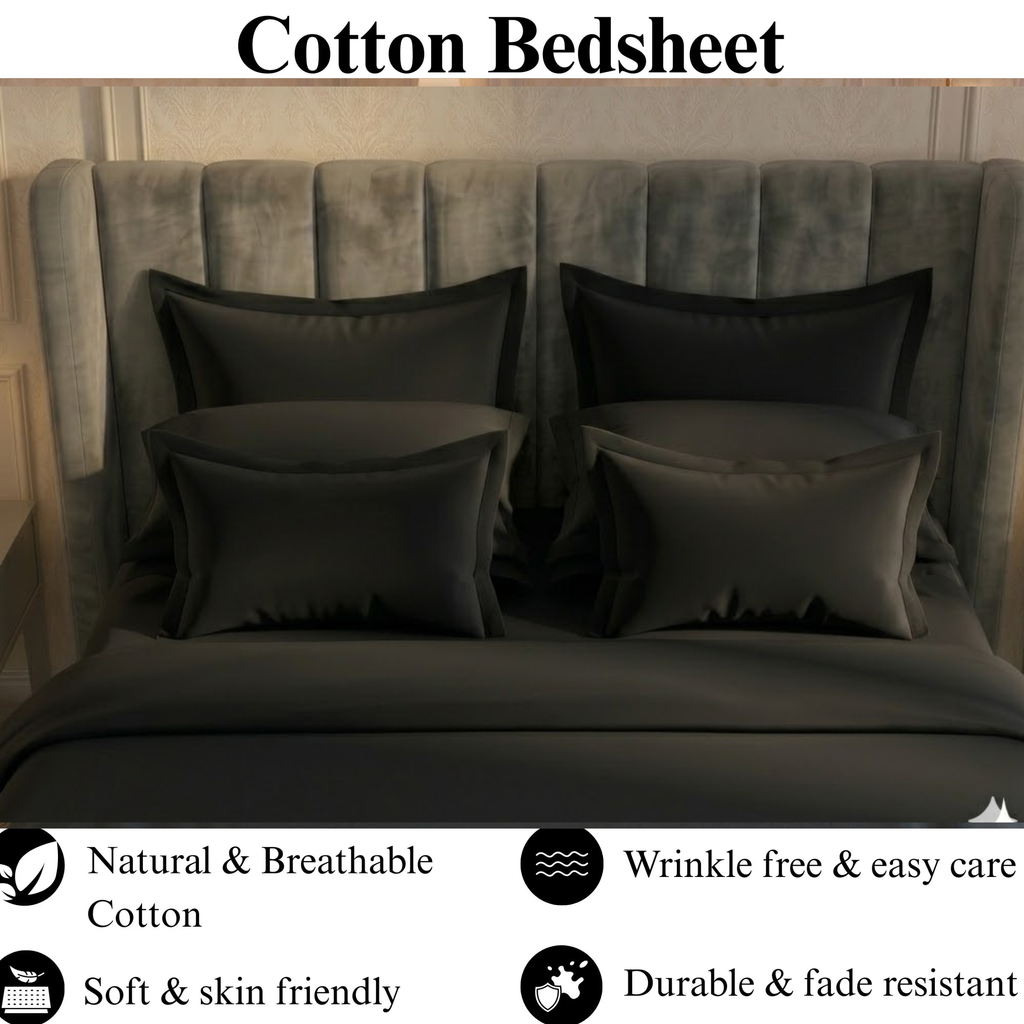 Obsidian Elegance - Flat Dyed Bedsheet