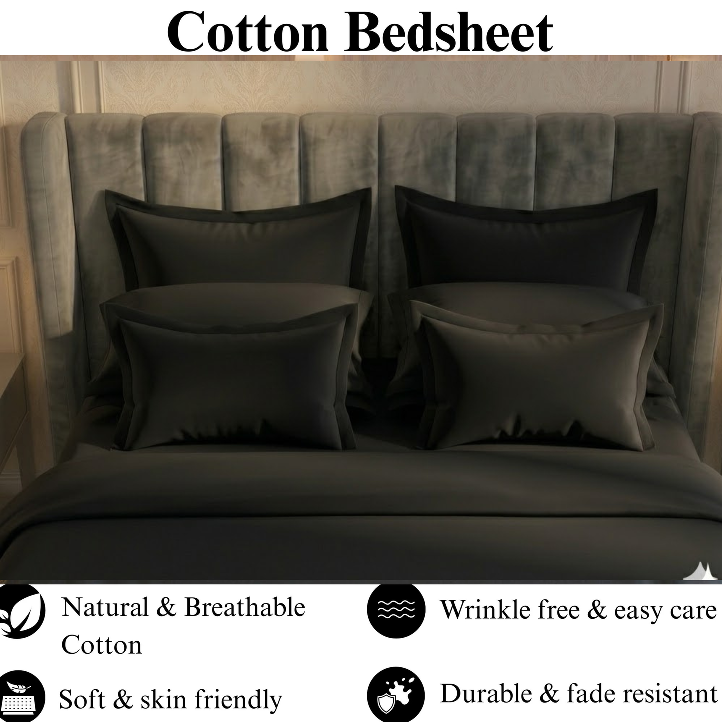 Obsidian Elegance - Flat Dyed Bedsheet