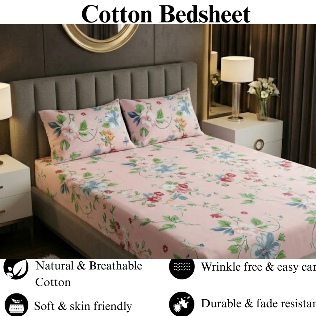 Pastel Petals - Fitted Print Bedsheet