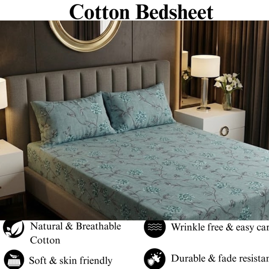 Aqua Vine - Fitted Print Bedsheet