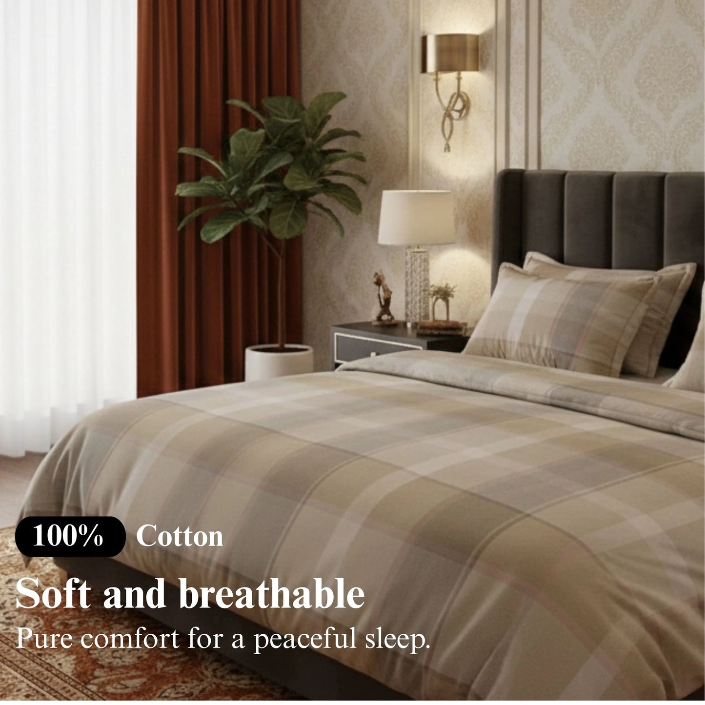 Golden Check - Flat Solid Bedsheet