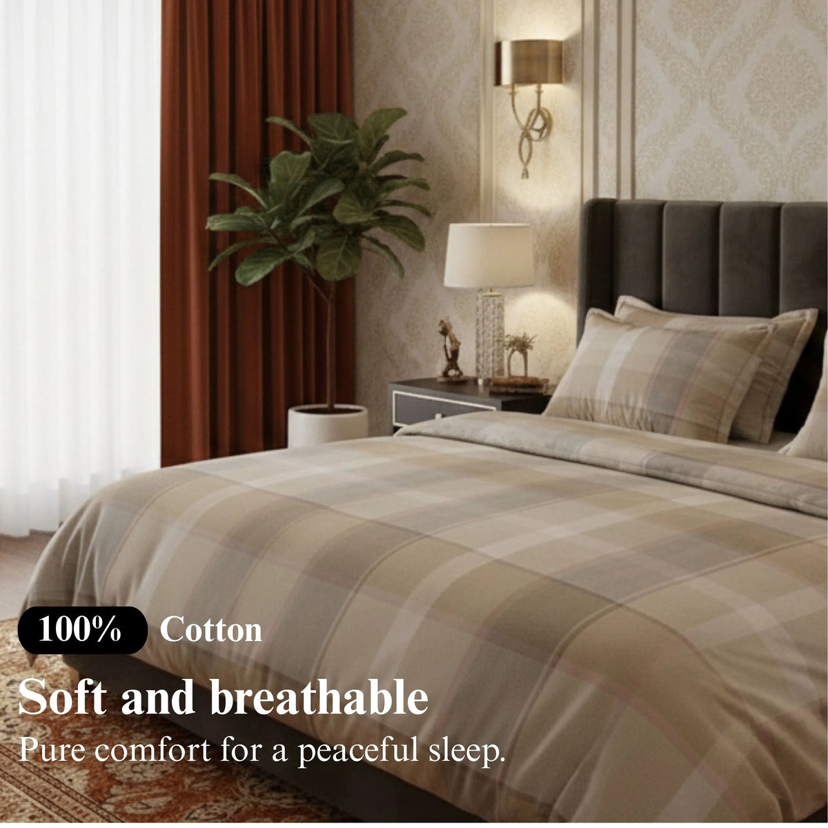 Golden Check - Flat Solid Bedsheet