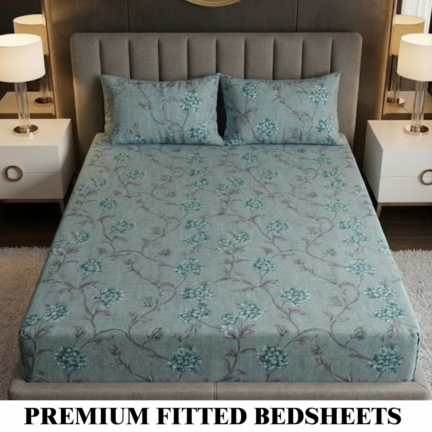 Aqua Vine - Fitted Print Bedsheet