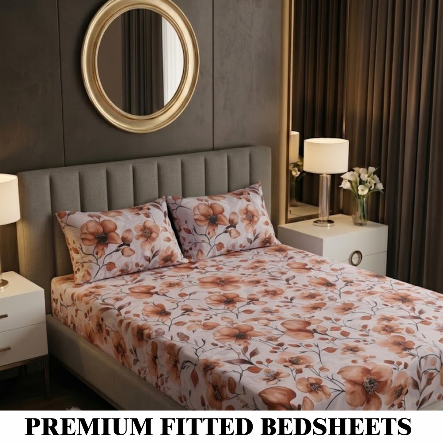 Rustic Elegance - Fitted Print Bedsheet