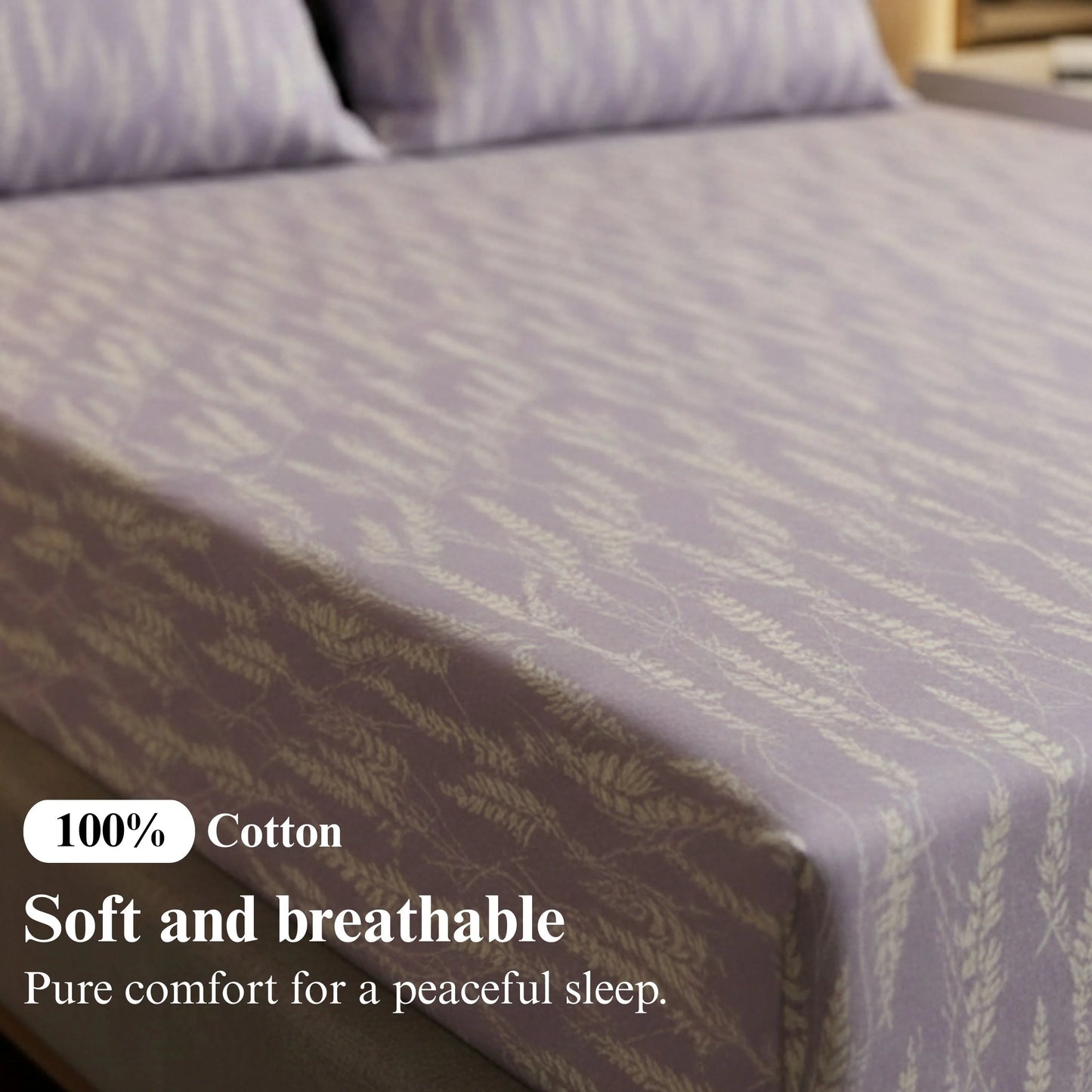 Soft Lavender Tone - Fitted Print Bedsheet
