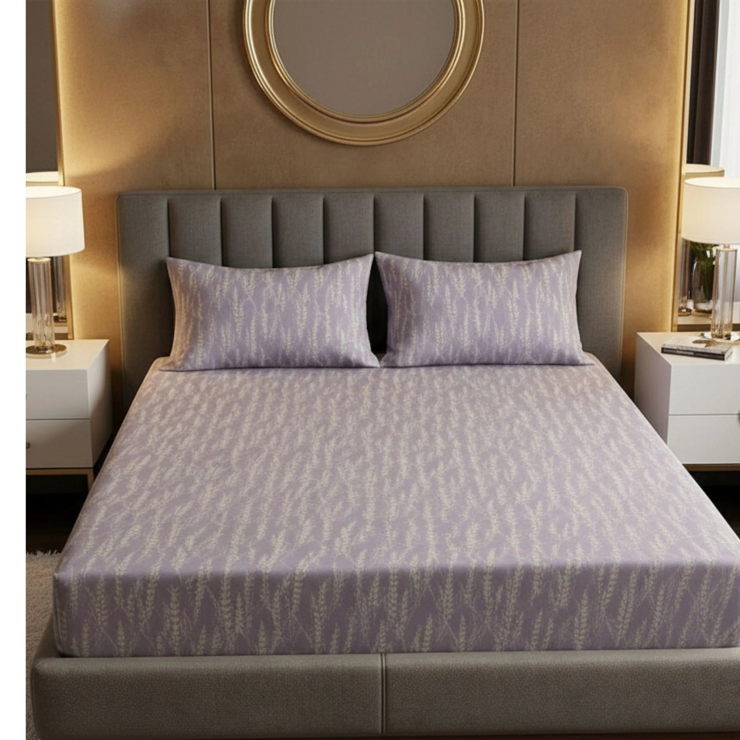 Soft Lavender Tone - Fitted Print Bedsheet