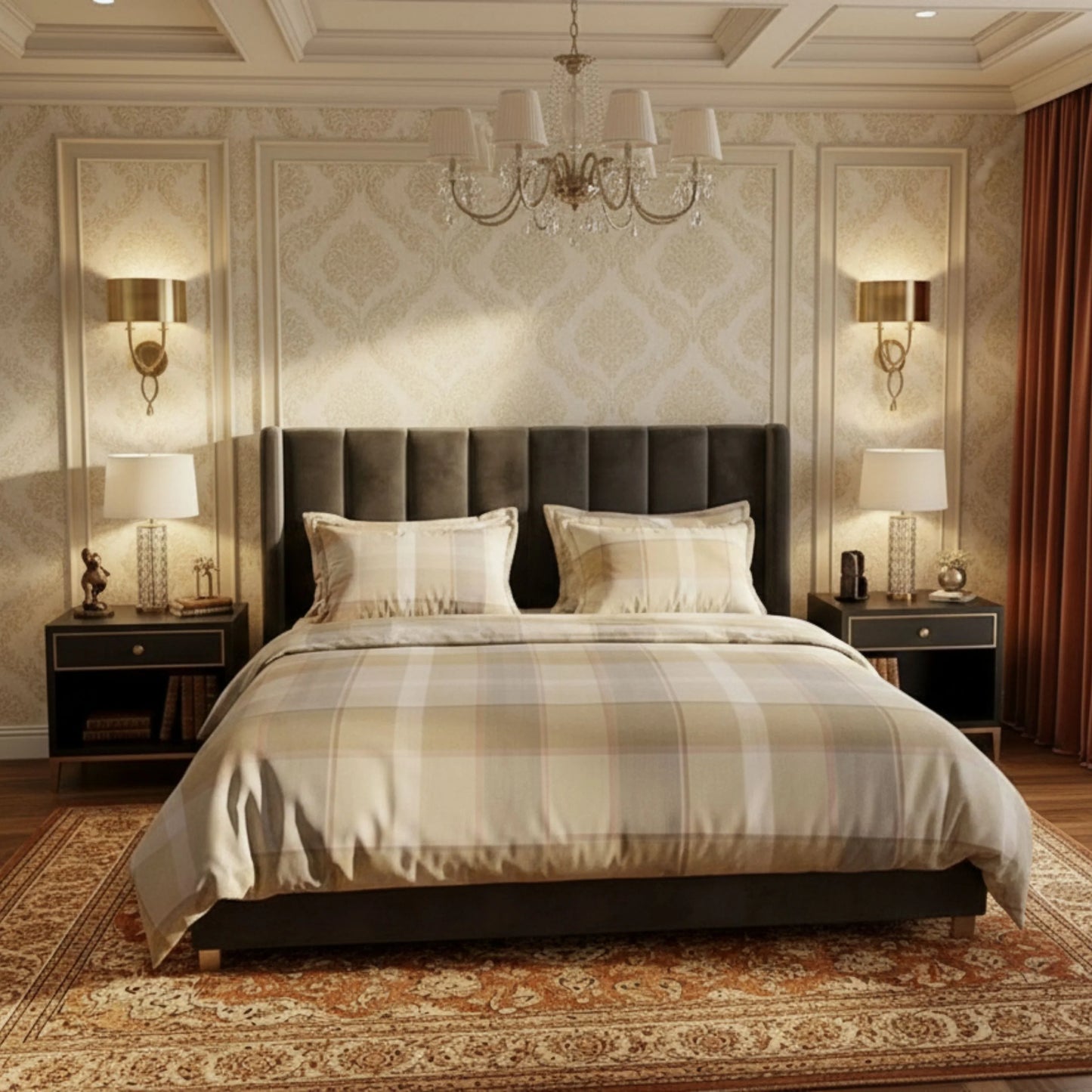 Golden Check - Flat Solid Bedsheet