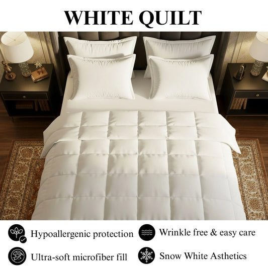 Plain White Quilt SIngle