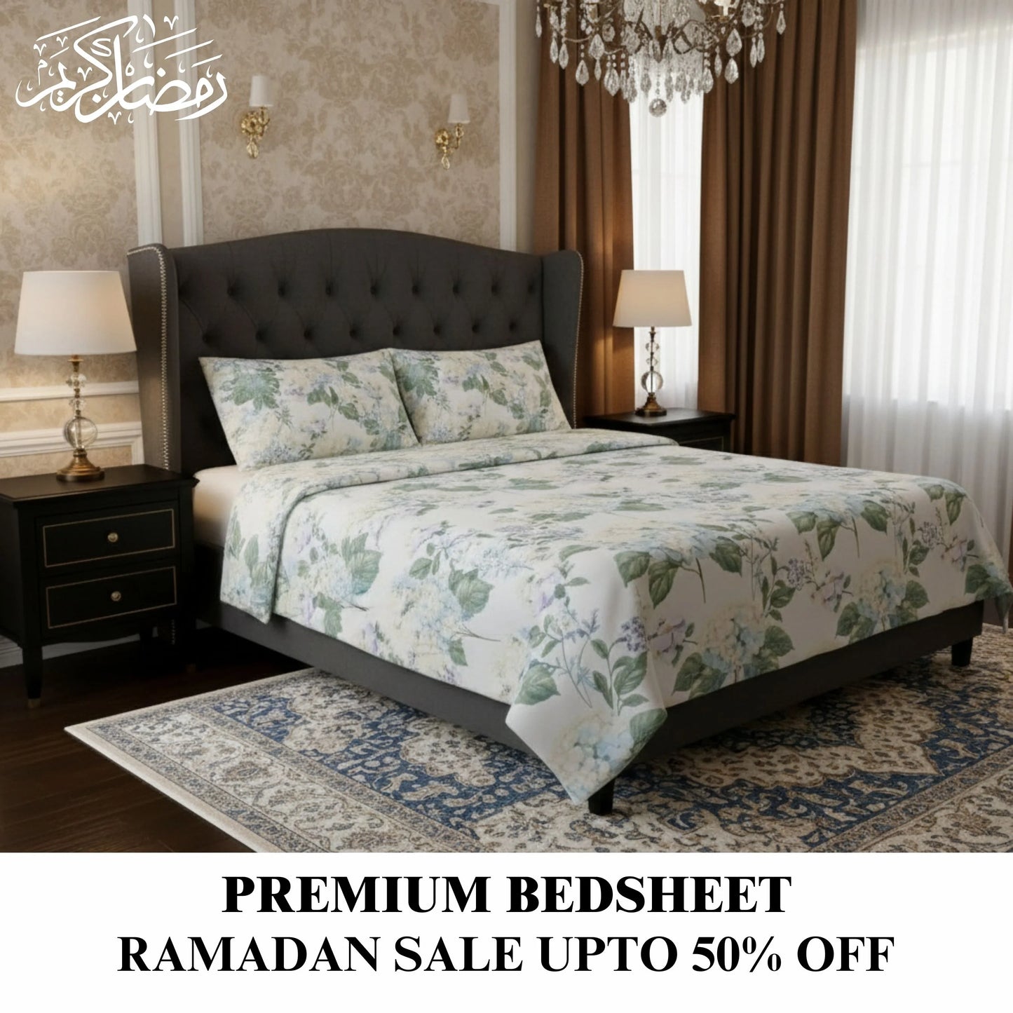 Blue Hydrangea - Flat Print Bedsheet