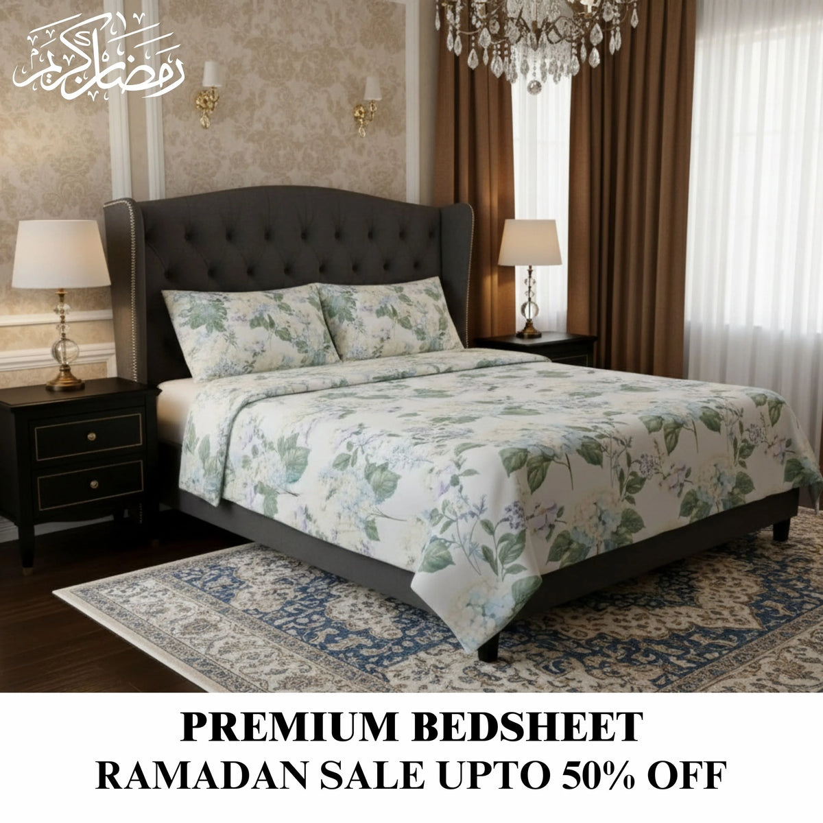 Blue Hydrangea - Flat Print Bedsheet