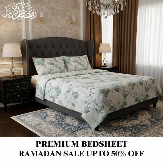 Blue Hydrangea - Flat Print Bedsheet