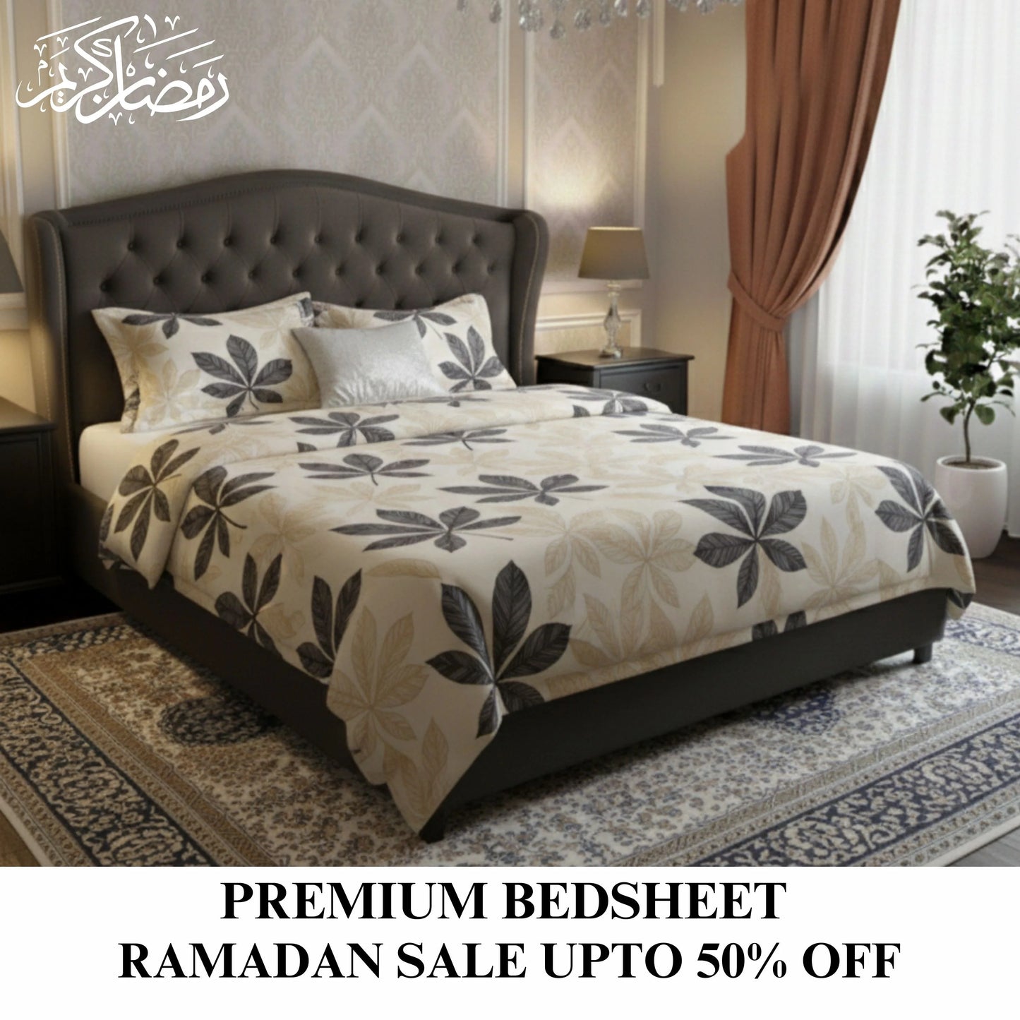 Saffron Strokes - Flat Print Bedsheet