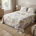 Cream white Printed - Flat Print Bedsheet