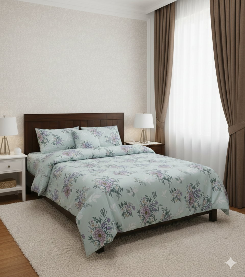 Floral Grace - Flat Print Bedsheet