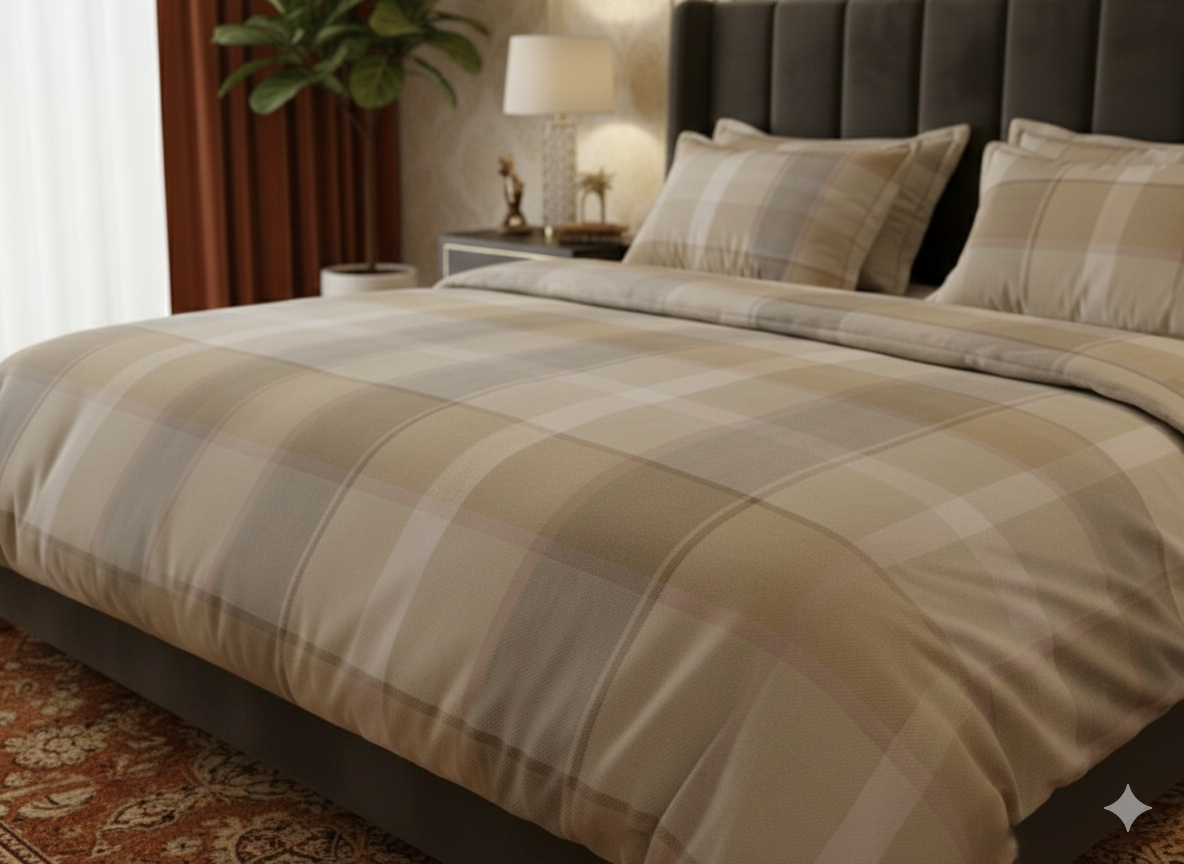 Golden Check - Flat Solid Bedsheet