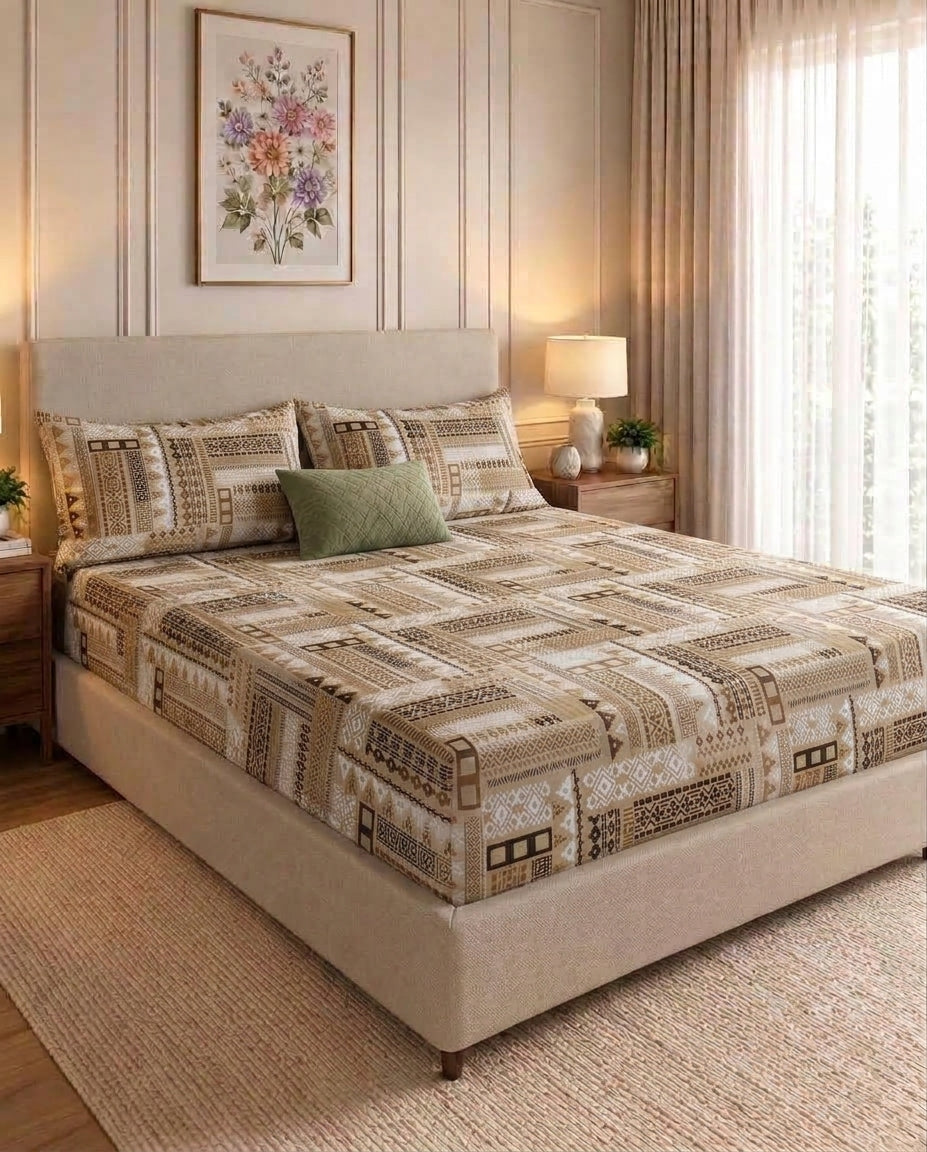 Cinnamon Lattice - Fitted Print Bedsheet