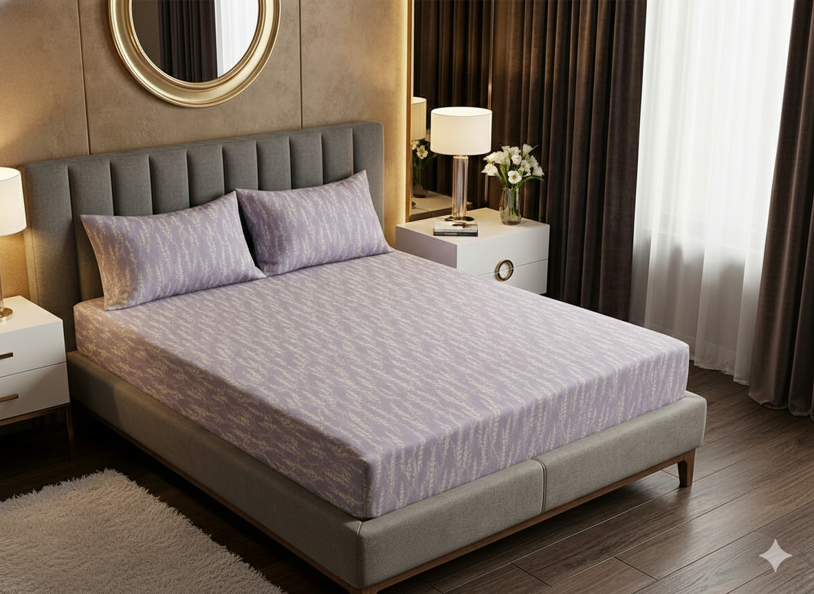 Soft Lavender Tone - Fitted Print Bedsheet