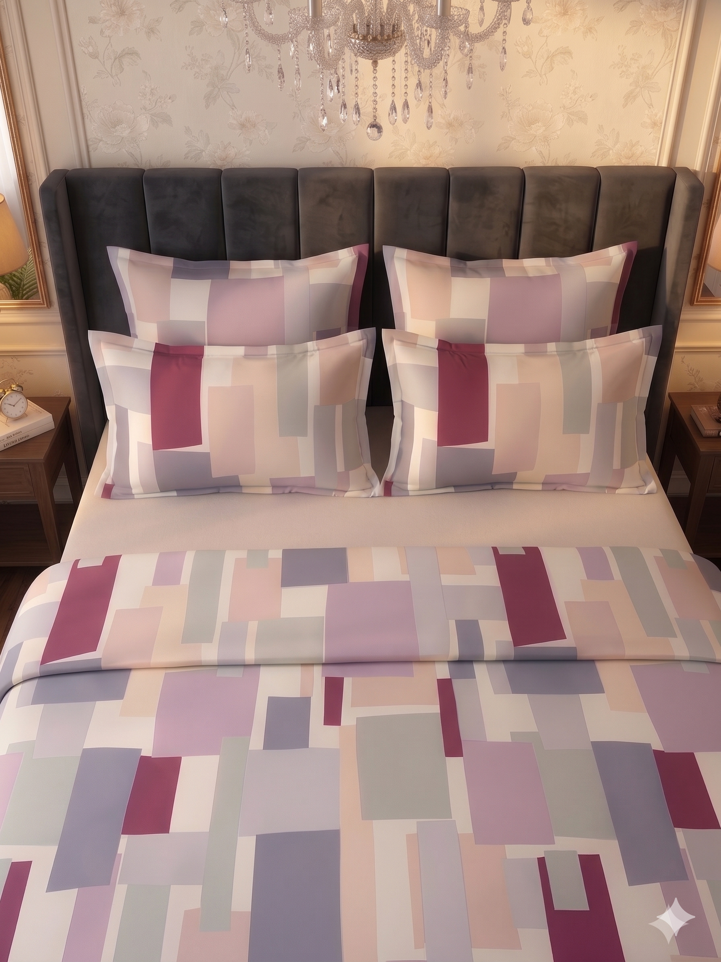 Velvet Geometry- Flat Print Bedsheet