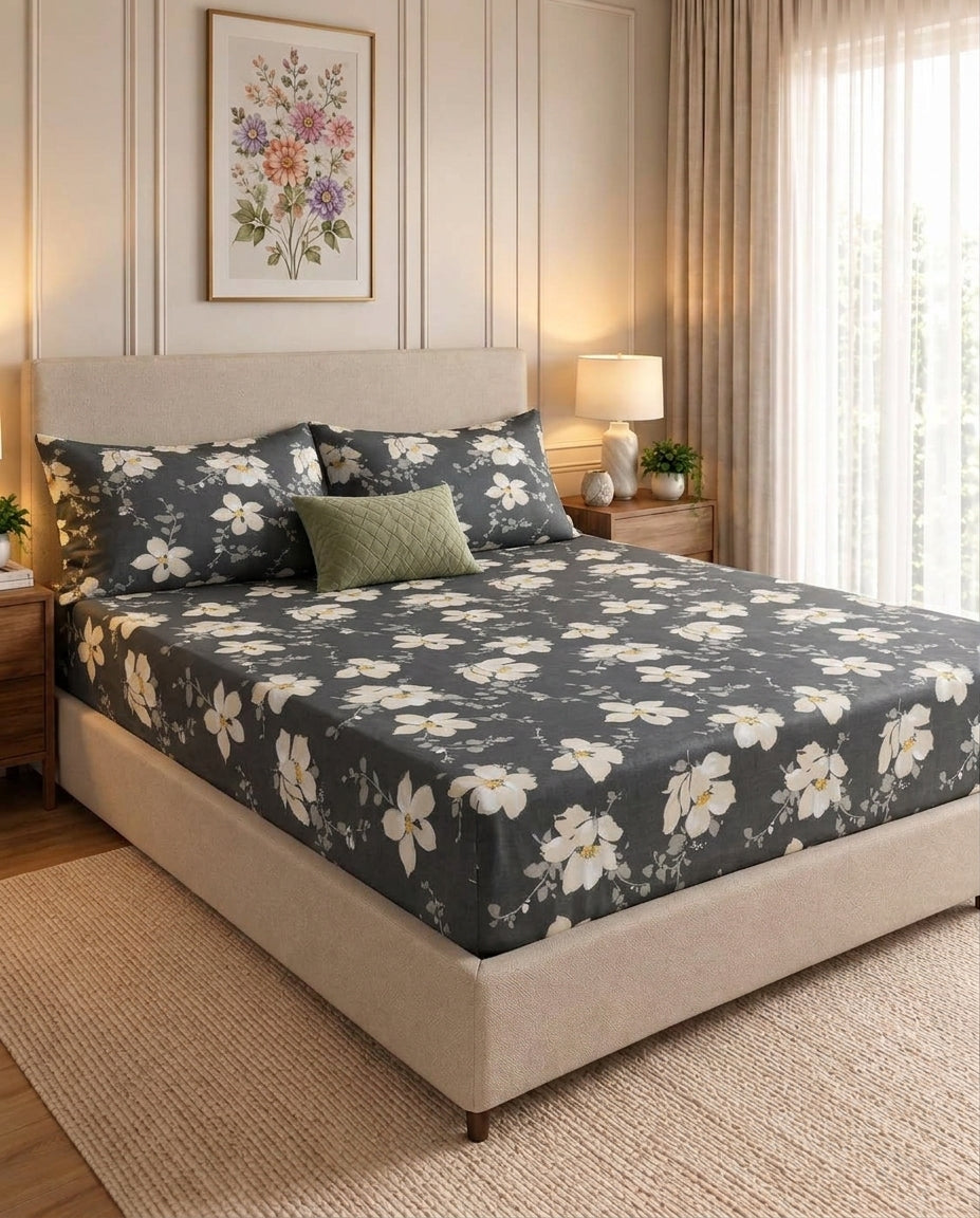 Dusk Leaf - Fitted Print Bedsheet