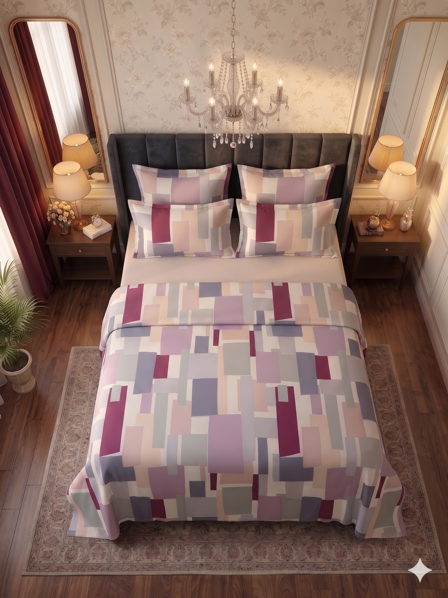 Velvet Geometry- Flat Print Bedsheet